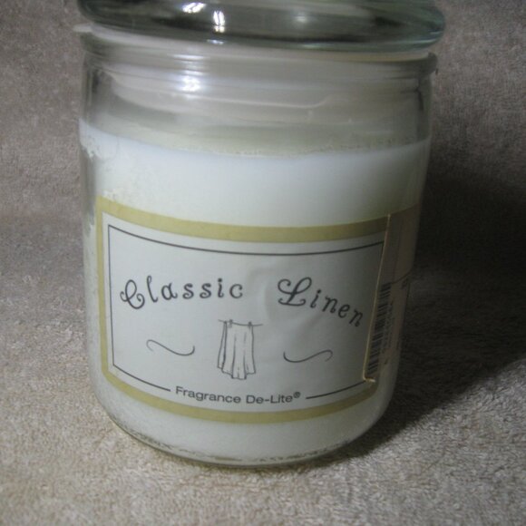 Vintage Fragrance-Delight Candle-Lite Classic Linen 20 oz Jar Candle HTF Rare - Picture 1 of 3